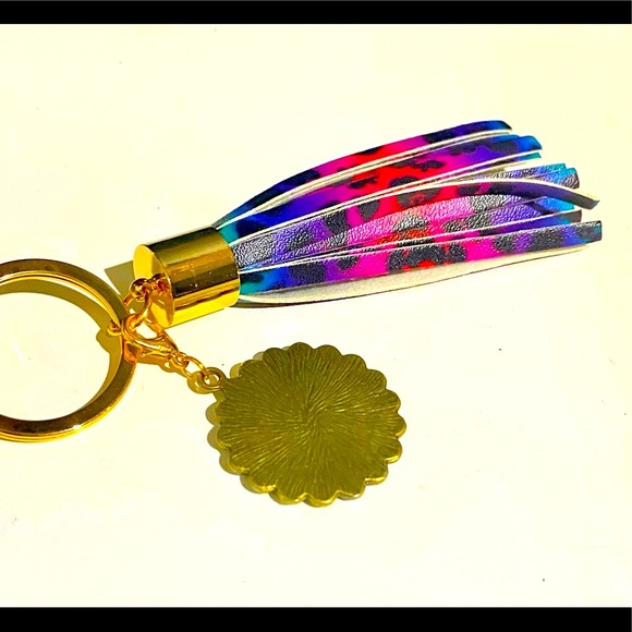 Leopard Multi Color Wrist Bangle Keychain with Tassel Accent - Picture 7 of 9